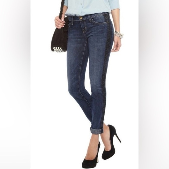 CURRENT/ELLIOT The rolled skinny loved tux black lace blue denim NEW size 27 - Picture 2 of 15